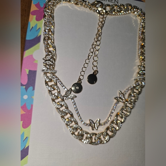 Pink Linen Two Studded Necklaces - Picture 2 of 2